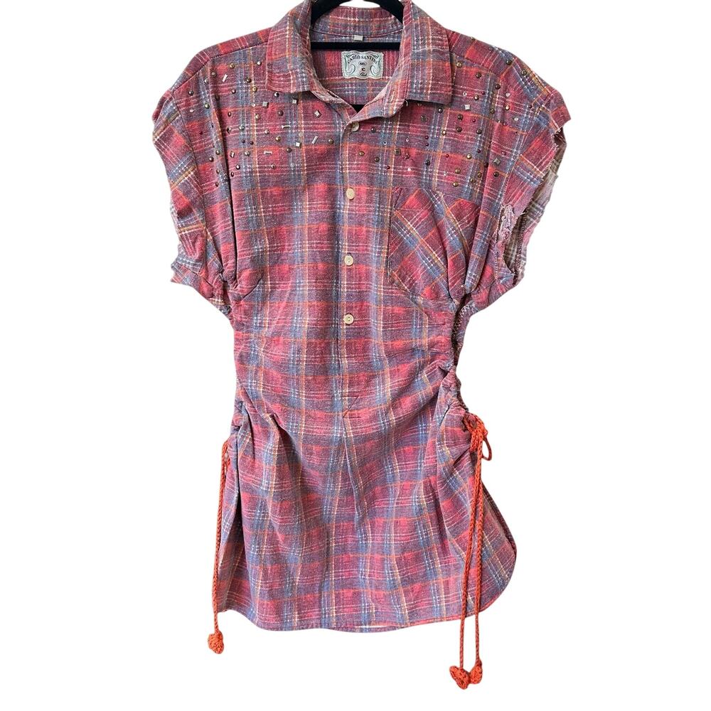 VINTAGE‎ One Of A Kind CARLO SANTINI REWORKED ROPE PULL SIDE T-SHIRT DRESS XXL